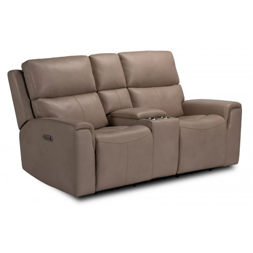 Flexsteel Stark Power Reclining Loveseat with Console and Power Headrests